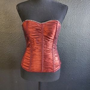 Love Culture Women's Red Corset Lace And Hook Closure Size:Medium Top Sleeveless